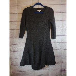 Dana Buchman Grey LS Cable Knit Sweater, Skater Style Dress, Women's Size M Y2K